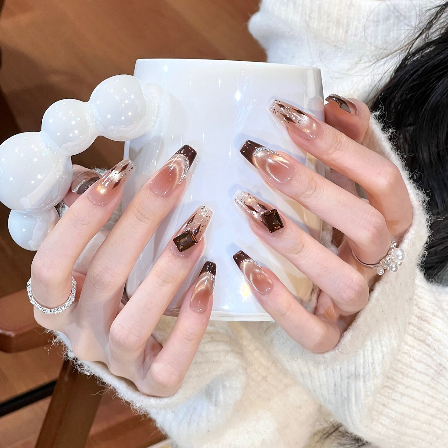 植兔金秋豹纹美甲穿戴甲中长款焦糖奶咖猫眼秋冬美甲显白高级贴片,彩妆/香水/美妆工具,穿戴甲/甲片,淘宝优惠券,粉丝福利购,淘宝优惠卷