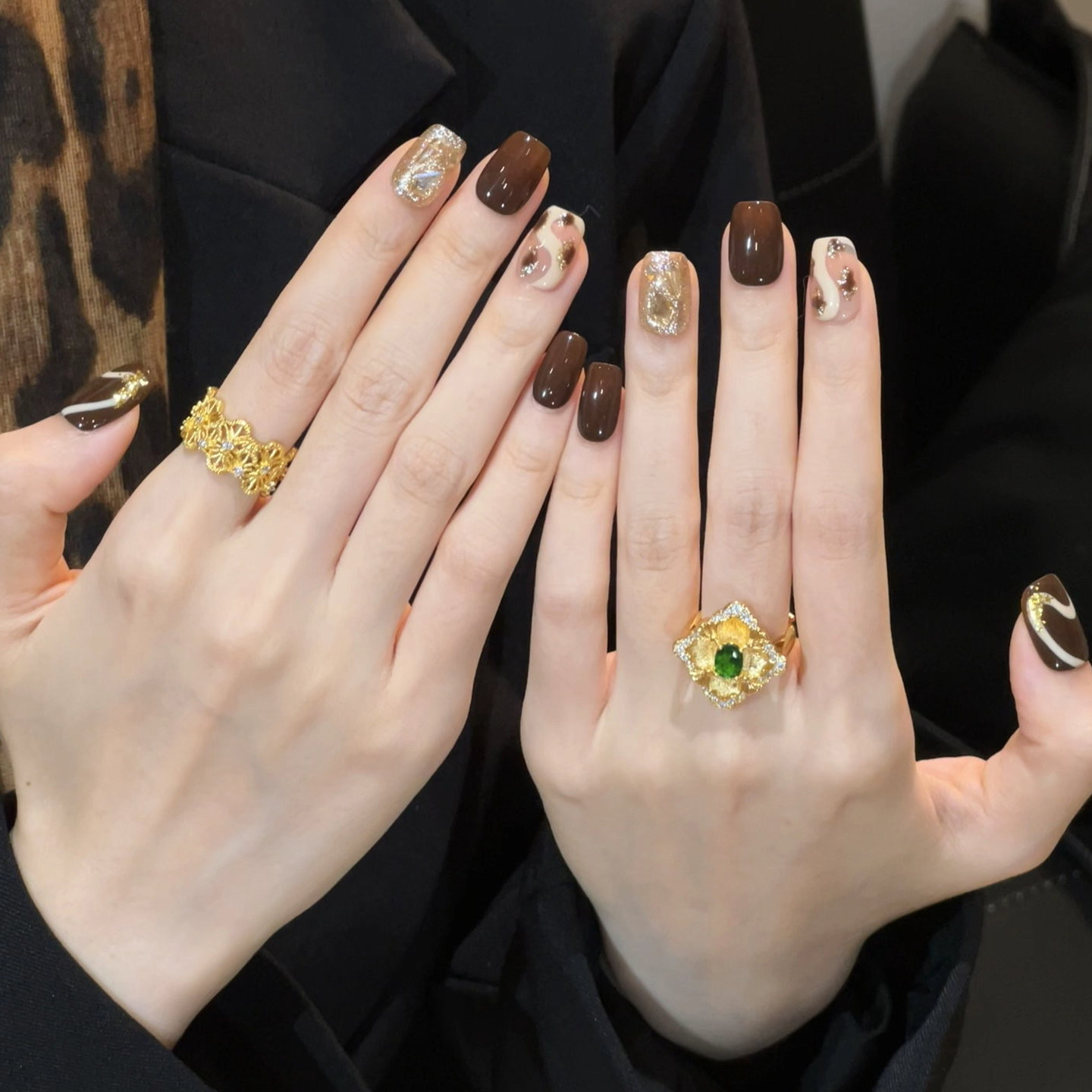 植兔手工穿戴甲短款高级感焦糖丝绒奶白碎钻美甲秋冬显白指甲贴片,彩妆/香水/美妆工具,穿戴甲/甲片,淘宝优惠券,粉丝福利购,淘宝优惠卷