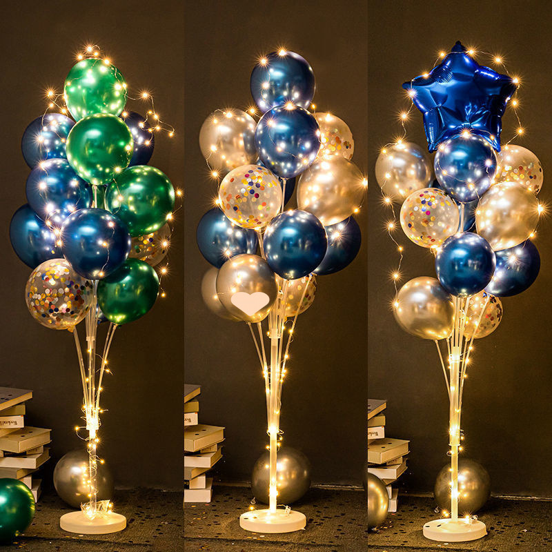 发光地飘立柱气球路引新年生日派对布置装饰品店铺开业场景周年庆