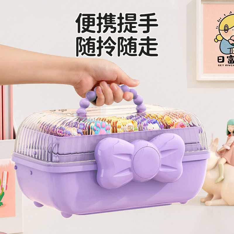 蝴蝶结收纳盒儿童发饰发夹头饰咕卡盲盒化妆品大容量桌面收纳盒