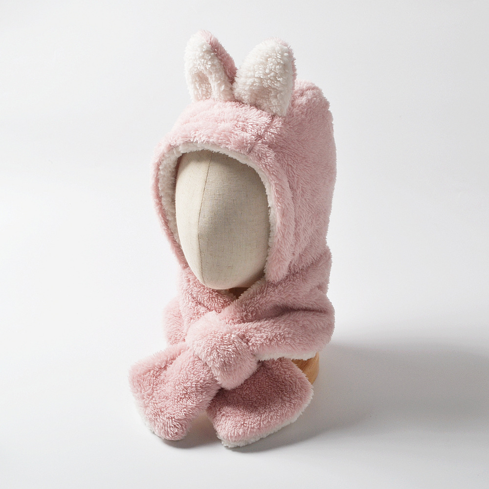 moinmlon冬季韩版新款儿童保暖护耳帽宝宝加绒厚帽子围脖一体帽