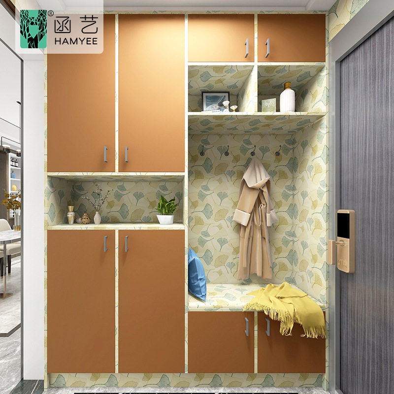 工厂直销自贴出租房绿叶枝条墙纸宿舍花卉壁纸自粘柜子翻新贴纸