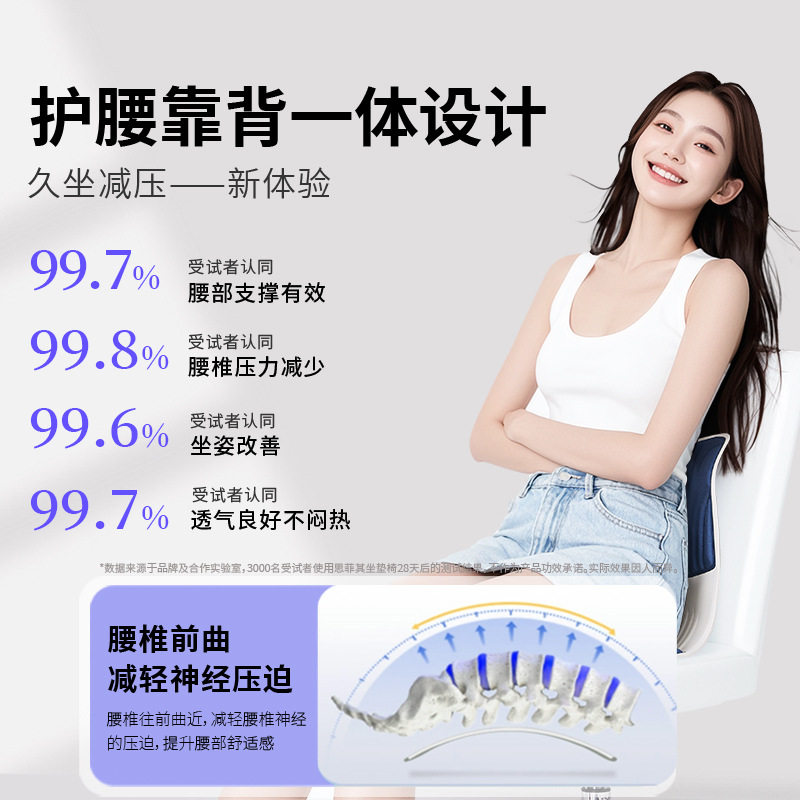 办公室坐垫家用地上记忆棉椅子垫子冬座垫矫正一体式靠垫护腰屁垫
