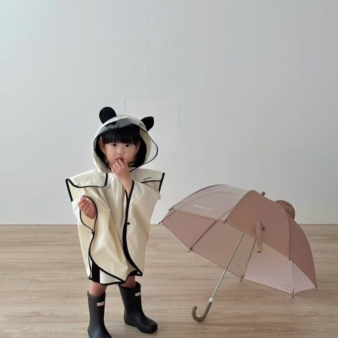 ins宝宝雨衣斗篷可外穿防水立体耳朵有拉链有前沿可挡雨户外