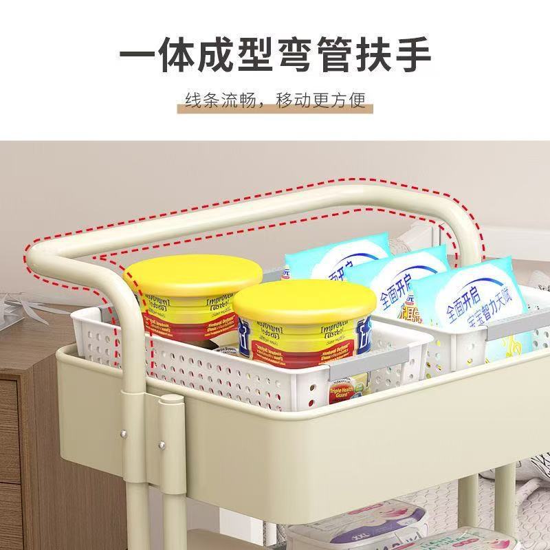 拉斯克碳钢厨房收纳架卫生间浴室零食置物架可移动多层简约小推车