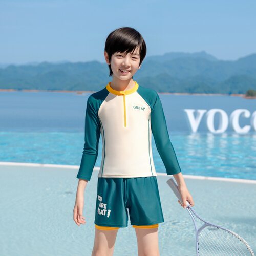 儿童泳衣男童2026新款分体游泳衣中大童男孩青少年防晒泳裤套装夏