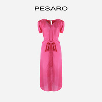 PESARO黃蕙玲女裝春季時尚優(yōu)雅氣質(zhì)親膚舒適真絲細折收腰連衣裙