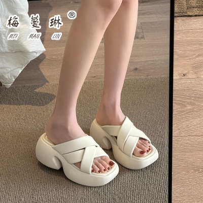 夏季新款外穿厚底增高拖鞋