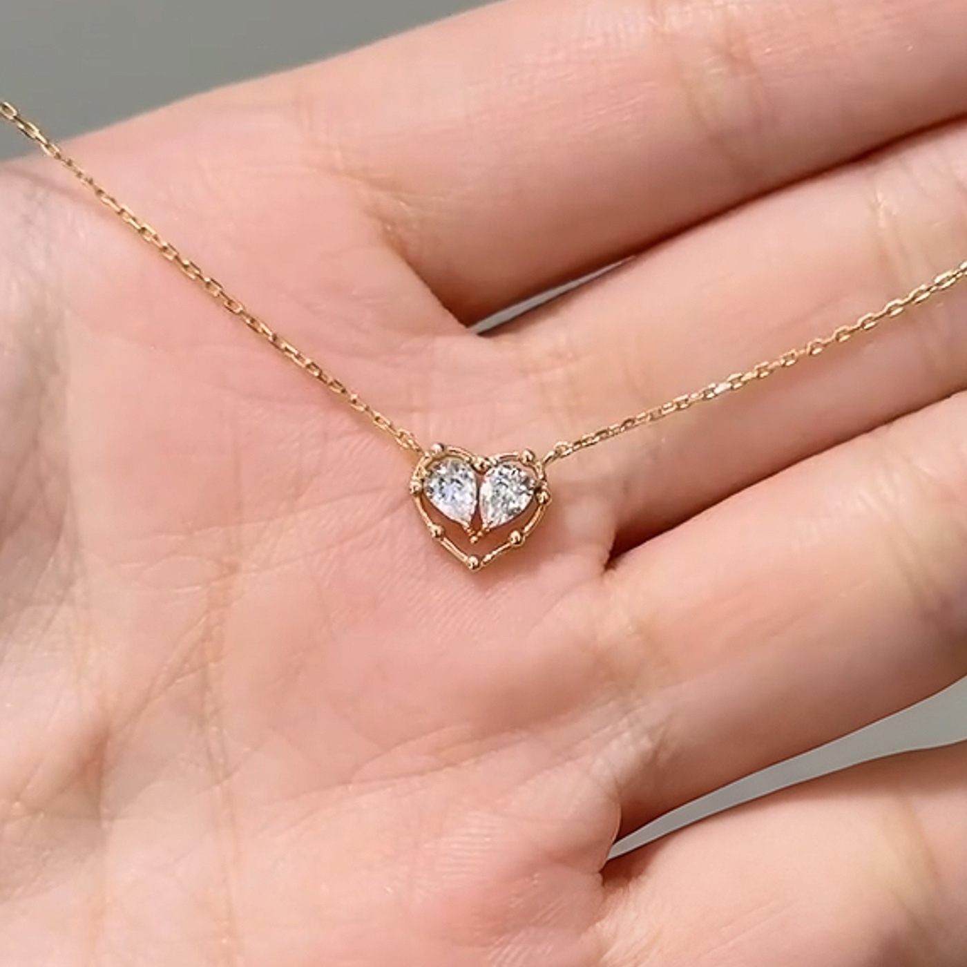 925银金色爱心碱水结项链新款轻奢精致优雅小众设计锁骨链饰品