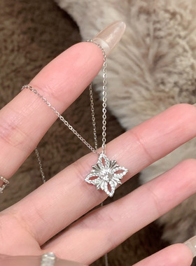 925银法式浪漫鸢尾四叶草项链新款复古轻奢小众设计锁骨链饰品