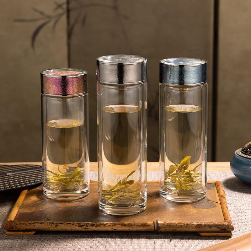 飞剑抗菌高硼硅绿茶泡茶杯子双层玻璃杯女高颜值水杯男耐高温送礼