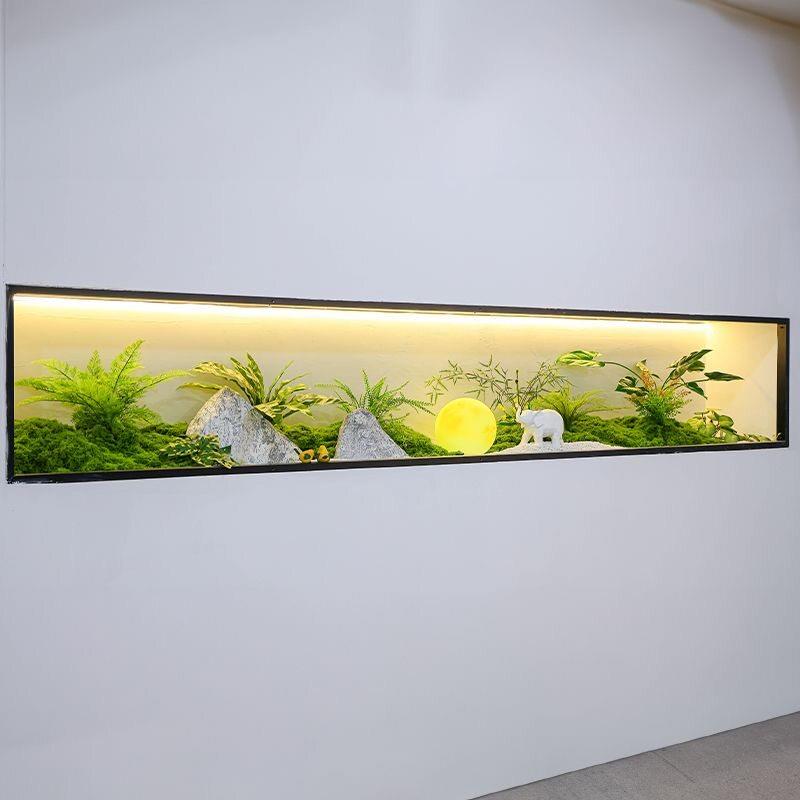 彷真绿色植物入户玄关造景室内假山石微景观茶室饭厅橱窗小型摆件