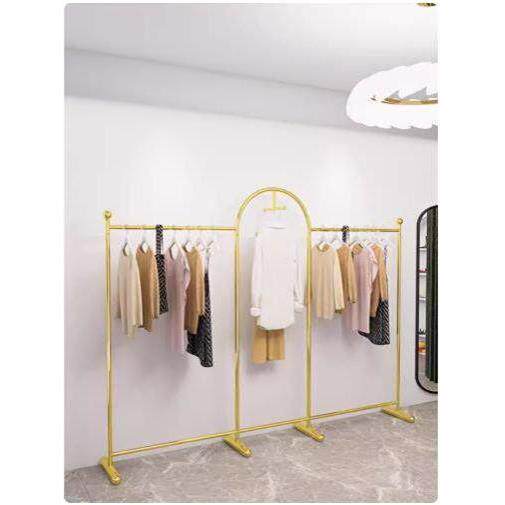 服装店展示架落地式金色陈列架子铁艺男女装货架拱门组合挂衣架杆