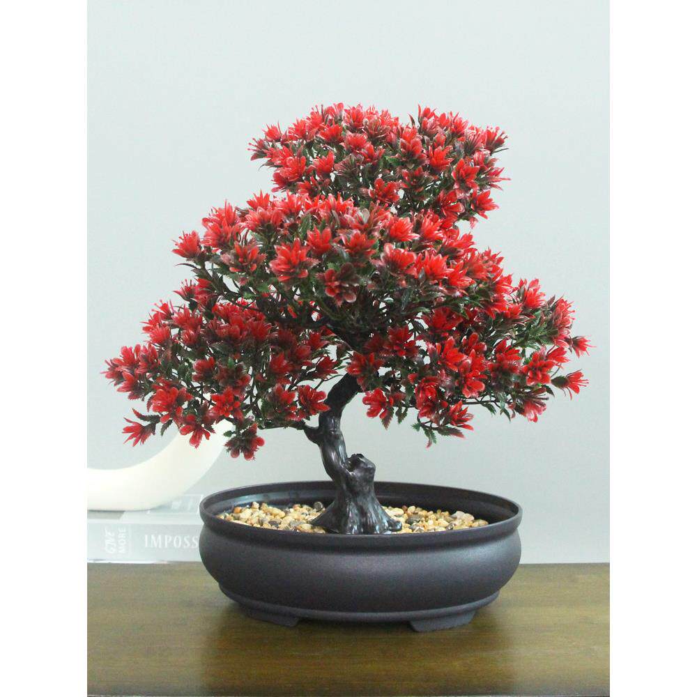 全新彷真花简约塑料花盆栽迎客松盆景假花客厅桌面摆件装饰品摆放
