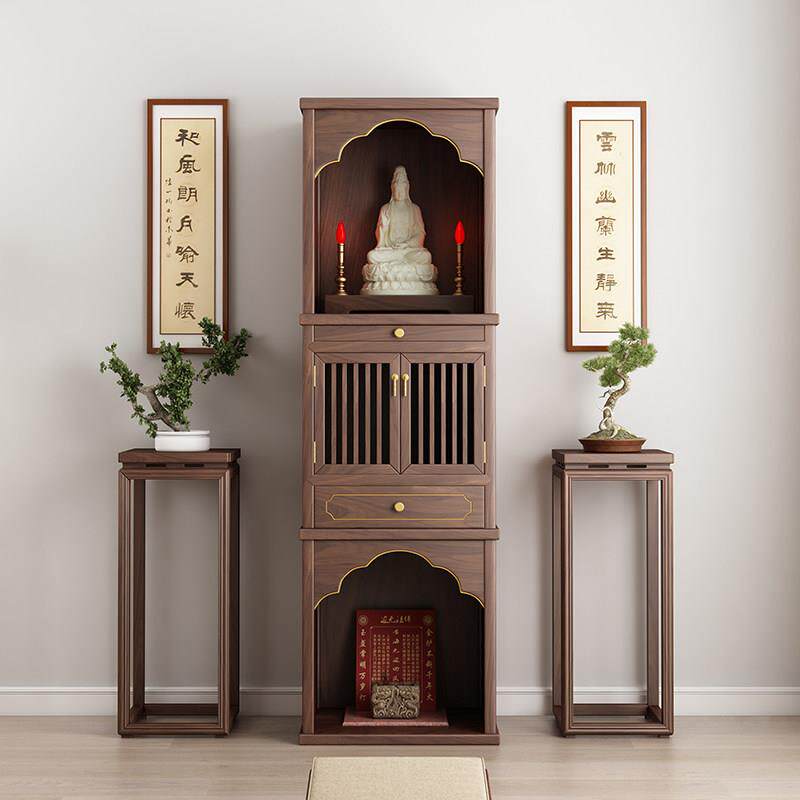 实木三层佛龛立柜新中式家用神龛客厅佛堂佛台观音财神橱柜香案柜