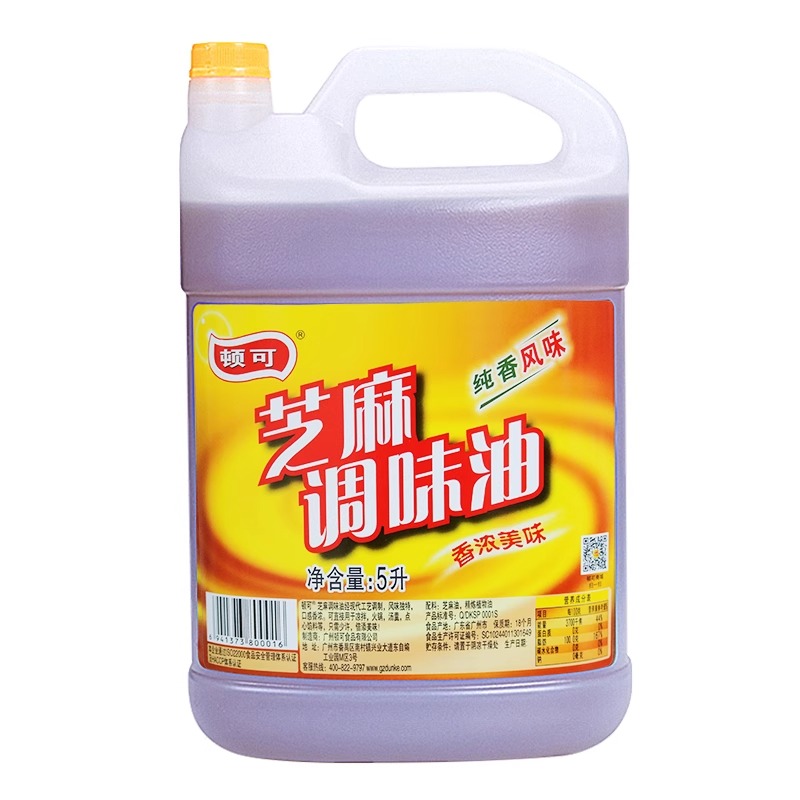 顿可纯香风味芝麻调味油5L桶装凉拌火锅油碟食用植物油香油商用