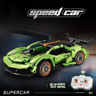 2026新款大颗粒遥控跑车赛车积木男孩子益智拼装玩具拼图6到12岁