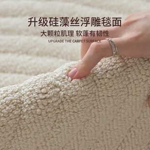 奶油风纯色免洗可擦高级卧室床边地垫 防水硅藻丝客厅地毯2024新款