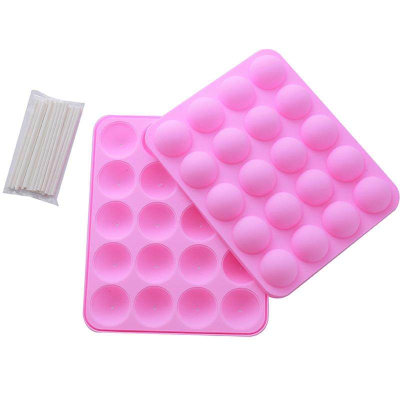 现货硅胶20孔连棒棒糖模具圆球立体糖果蛋糕模球形巧克力烘培模具