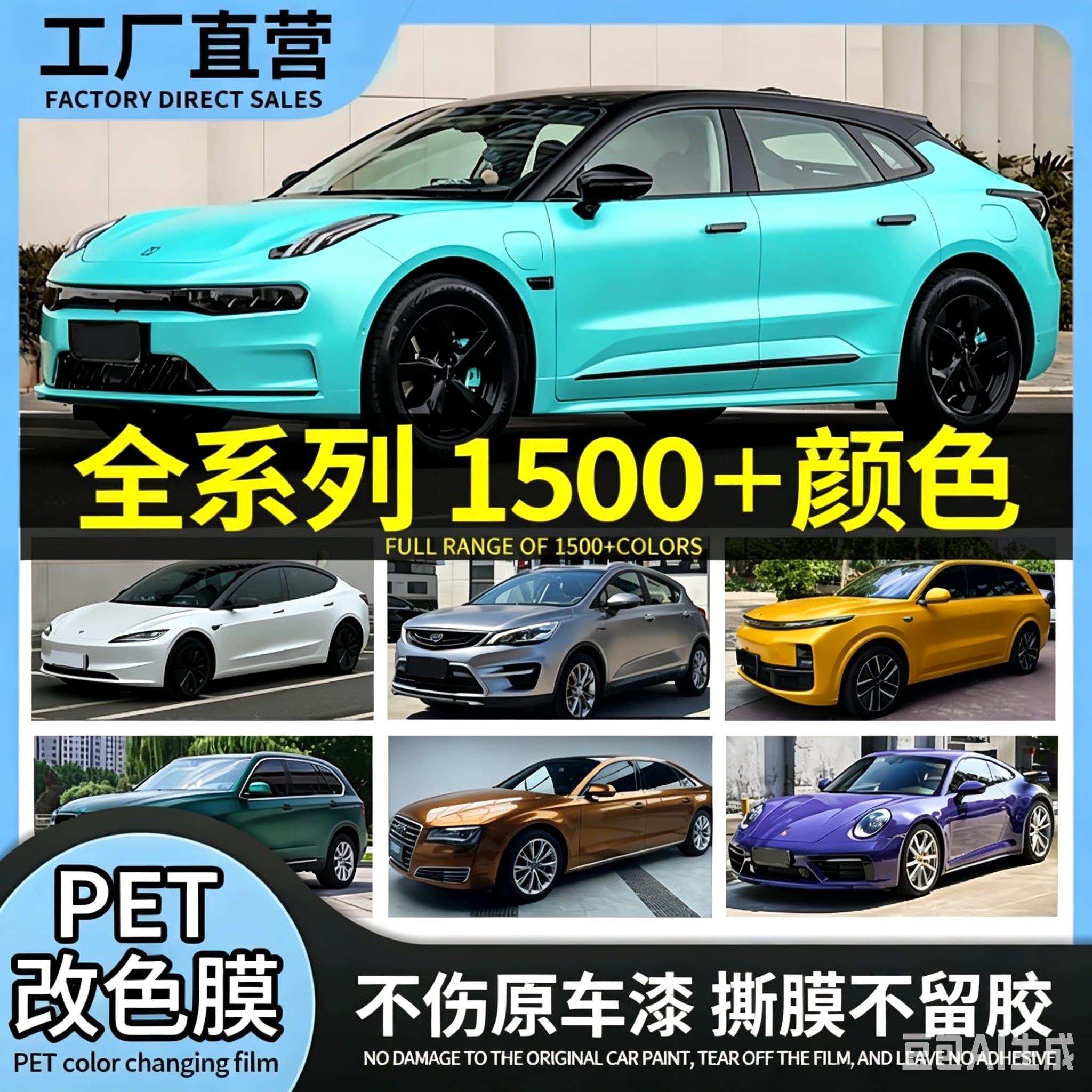 汽车改色膜pet电光金属黑ppf漆面保护膜工厂全车贴膜一卷起批