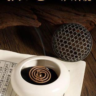 象牙白釉圆香炉景德镇手工陶瓷盘香炉茶道家用室内檀香炉古典香薰
