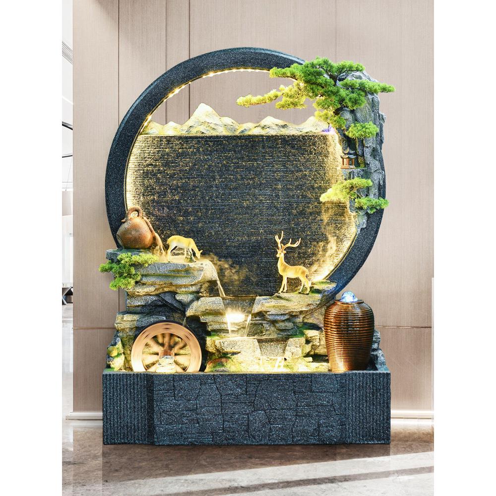 水幕墙假山流水屏风阳台玄关店铺公司别墅庭院会所招财水景观摆件
