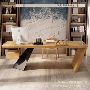 北欧loft实木办公桌工作台简约现代单人民宿办公创意电脑大班台桌