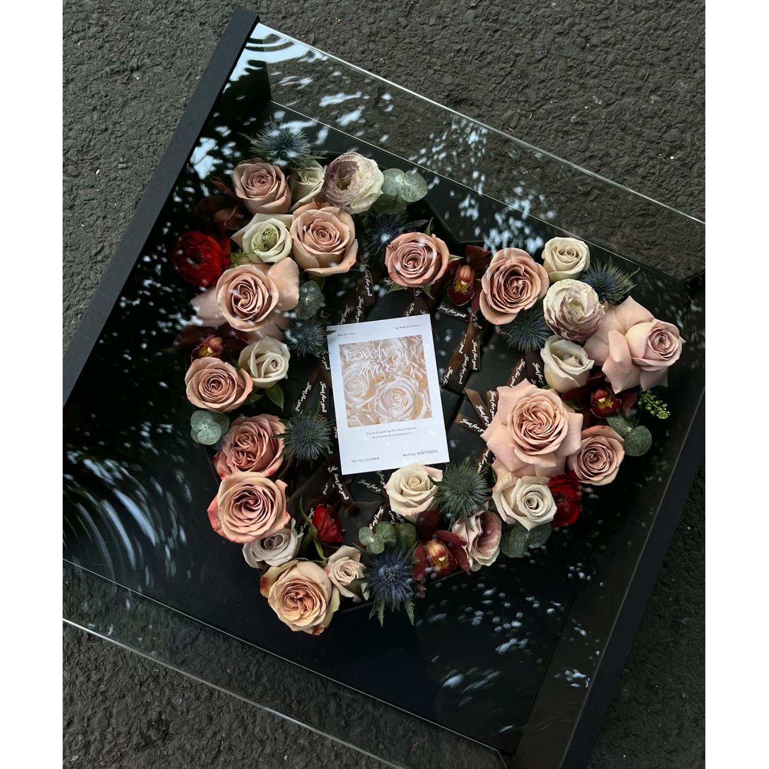 大号亚克力鲜花永生花包装盒礼盒 适合diy放烟送男友女生爱心花盒