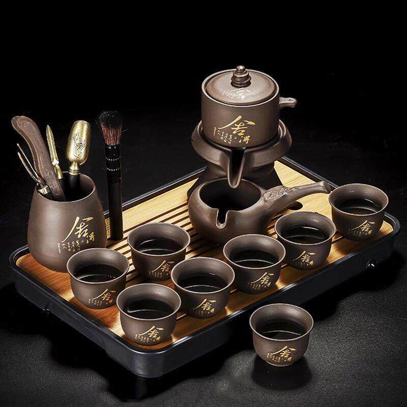 景德镇紫砂懒人自动茶具套装家用客厅功夫茶杯泡茶壶茶盘石磨冲茶