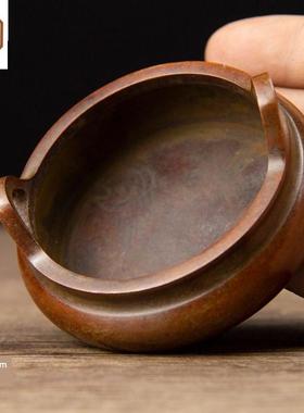 苏公纯铜锭香炉茶道小户室内祭拜覆古三足铜丝香炉彷宣德香炉