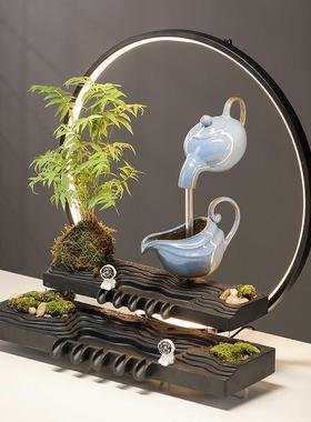 流水摆件自动循环水家用客厅增氧过滤器鱼缸瓦缸石槽配件瀑布景观