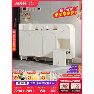 小户型门口家用大容量玄关柜 法式 入户鞋 柜坐凳一体2024新款 爆款
