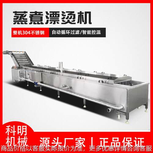 雪里红杀青漂烫设备全自动果蔬清洗漂烫流水线蒸汽加热蚕豆漂烫机