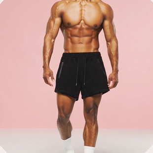 运动休闲夏季 美式 复古宽松训练跑步刺绣百搭潮流 健身短裤 男士