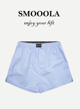 SMOOOLA纯棉阿罗裤格子条纹纯色宽松居家平角短裤内裤外穿沙滩
