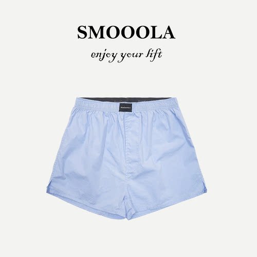 SMOOOLA纯棉阿罗裤格子条纹纯色宽松居家平角短裤内裤外穿沙滩