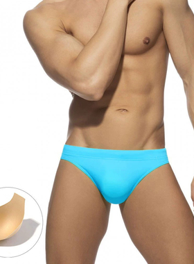 SMOOOLA简约纯色小三角泳裤带罩杯防尴尬速干沙滩三角裤