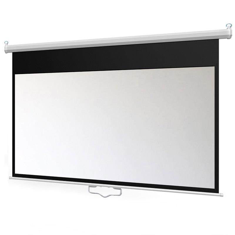 手拉自锁幕布手动幕布100寸120寸150寸投影幕布手拉式手动升降幕布投影家用投影仪幕布投影布幕布自动回收幕