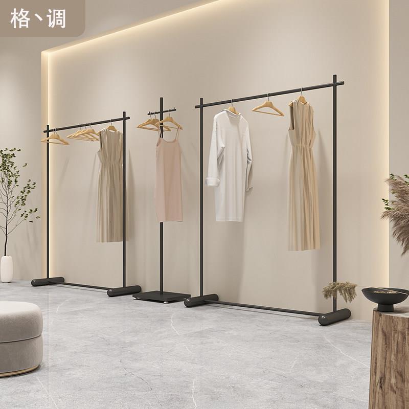 女装店落地展示架中岛挂衣杆铁艺黑色衣服挂衣架服装店陈列架定制