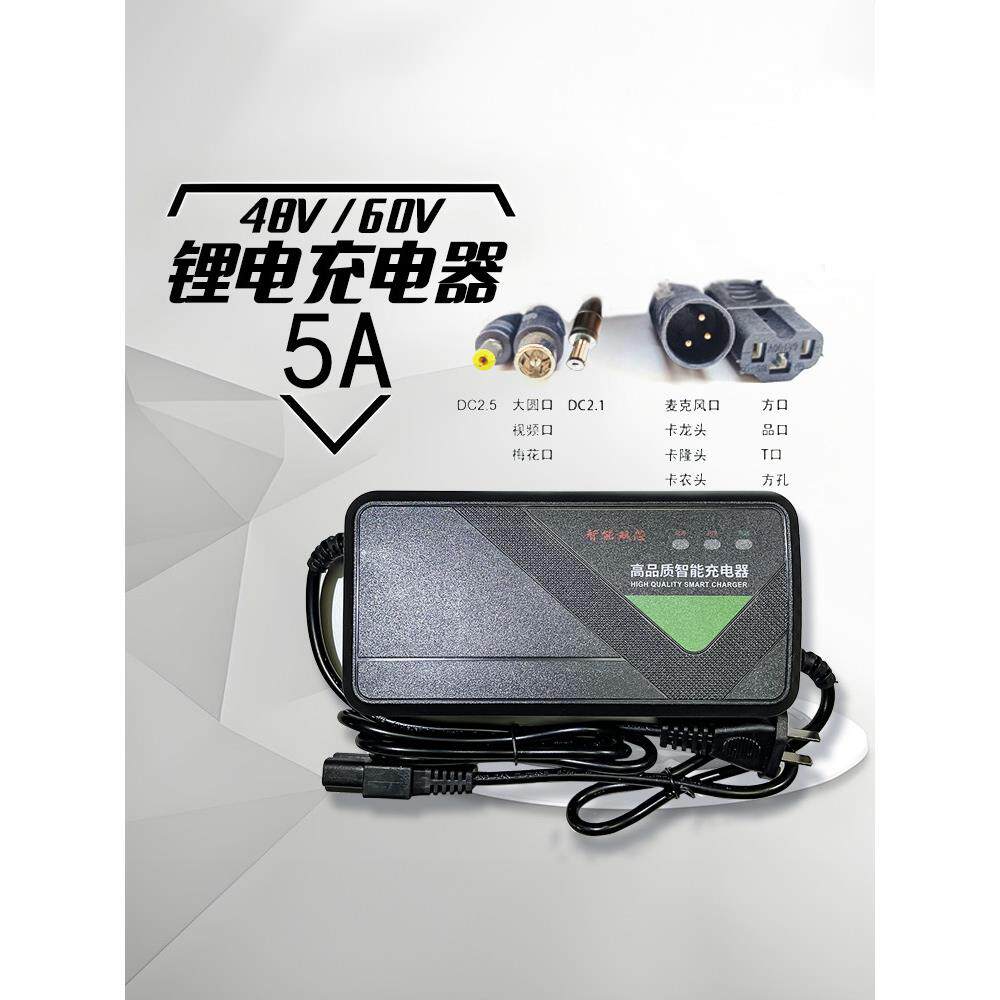 电动车充电器5A2A锂电充DC口009深远A8A8T901314串方口品口48V60V