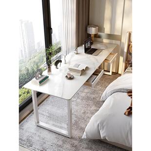 白色岩板长条桌靠墙书桌窄宽双人阳台窄长条桌床边工作台办公电脑