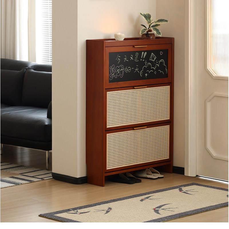 【小万家具】藤编鞋柜实木家用门口玄关柜小户型翻斗入户超薄鞋架,住宅家具,鞋柜,淘宝优惠券,粉丝福利购,淘宝优惠卷