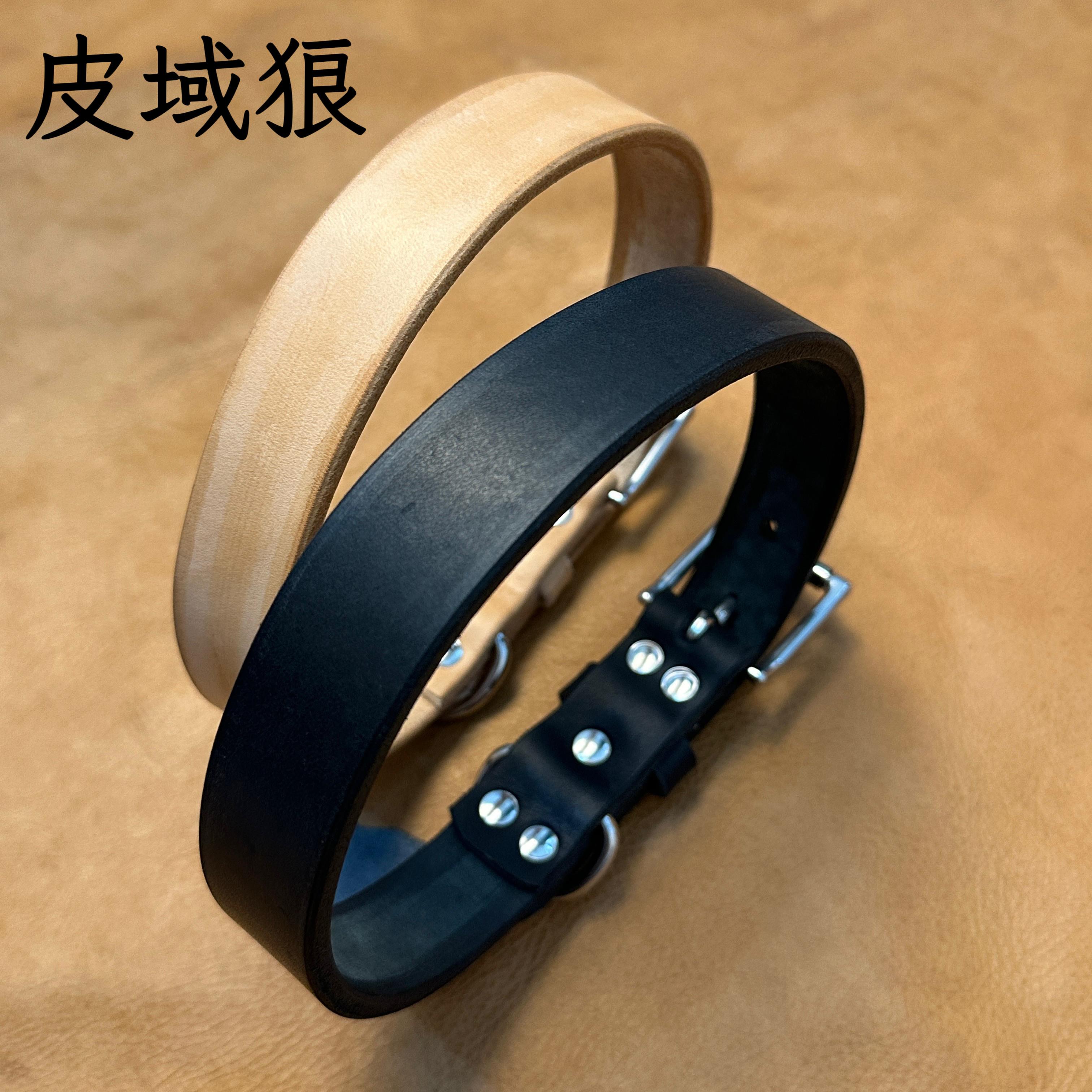进口牛皮宠物项圈牛皮狗脖圈中大小型犬狗项圈真皮狗链子狗脖套