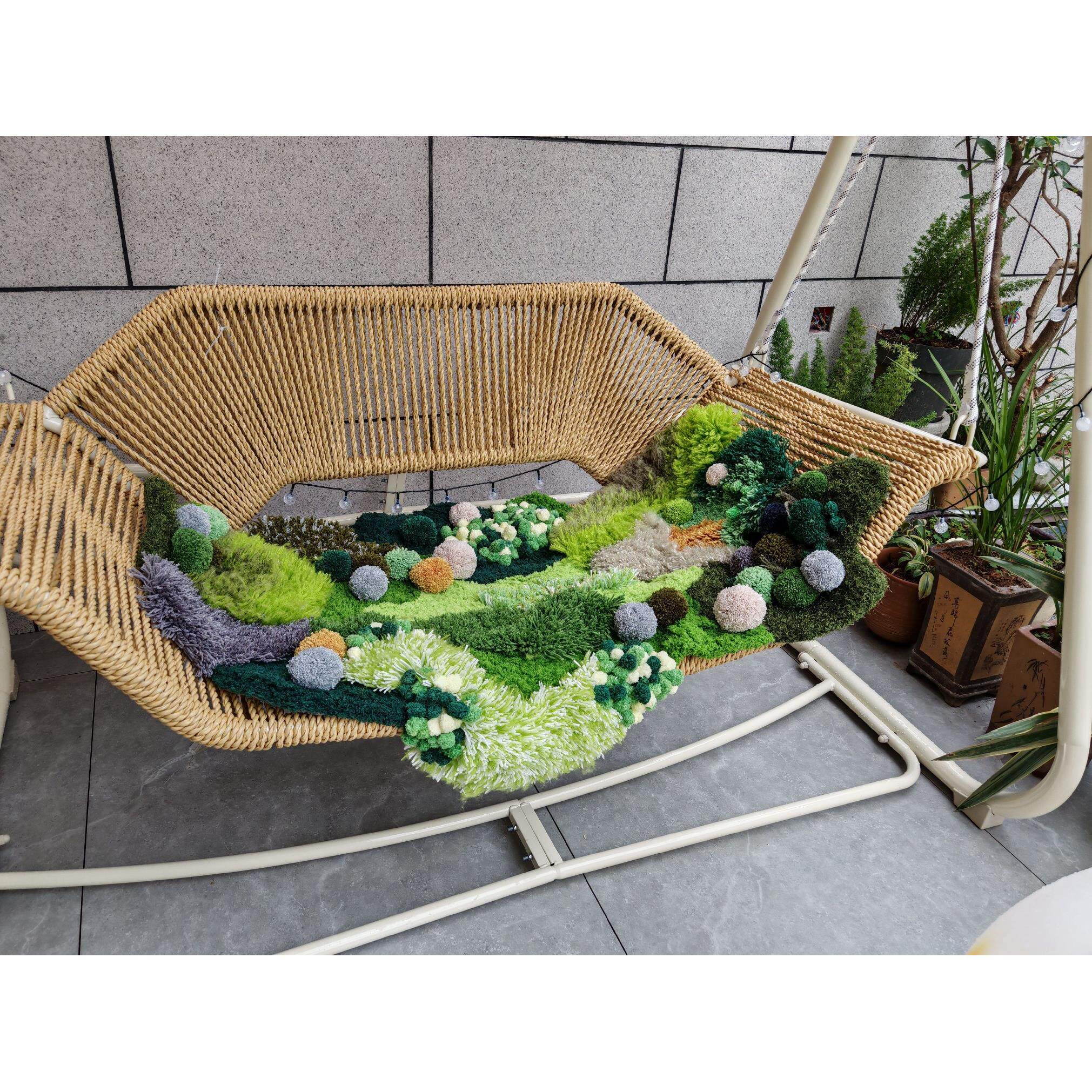 成品DIY苔藓地毯卧室客厅床边轻奢高级沙发网红绿色感毛绒