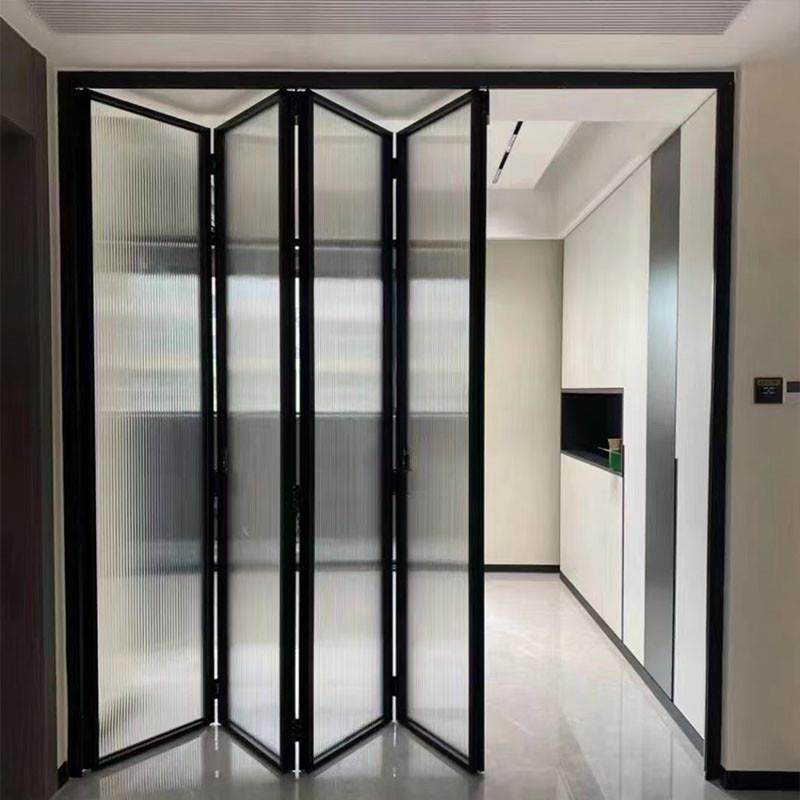 极窄铝合金玻璃折叠门阳台客厅厨房商铺店面办公室重型推拉门隔断
