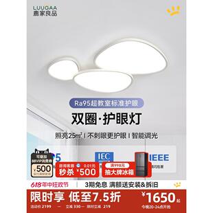 燈現代簡約主燈 鹿家良品雙圈鵝卵石全光譜護眼客廳吸頂燈2024新款