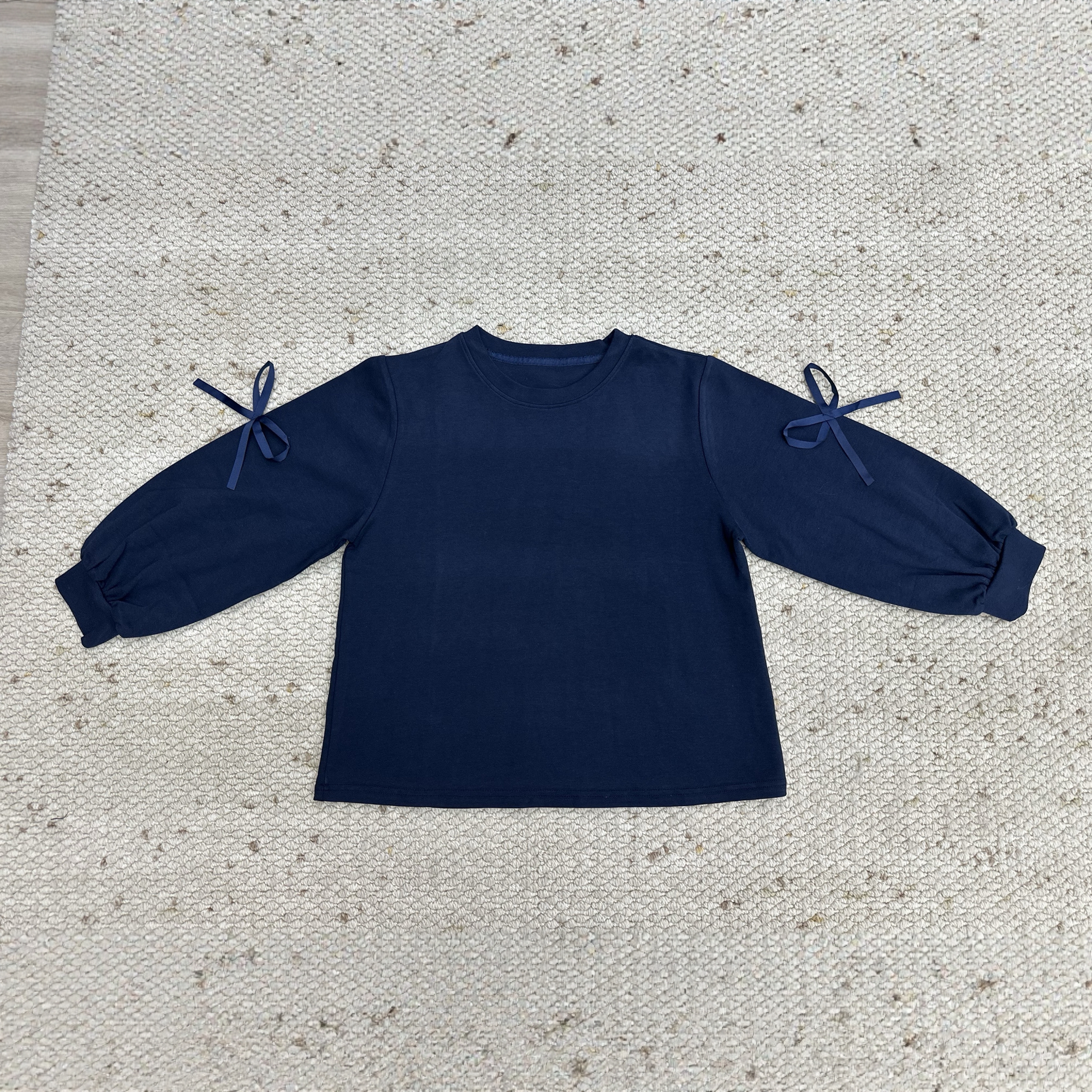 *次品处理 手工丝带 蝴蝶结 灯笼袖 T恤