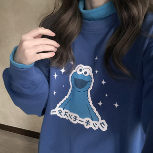 *库存处理 宽松 芝麻街印花 毛圈 圆领 春秋卫衣