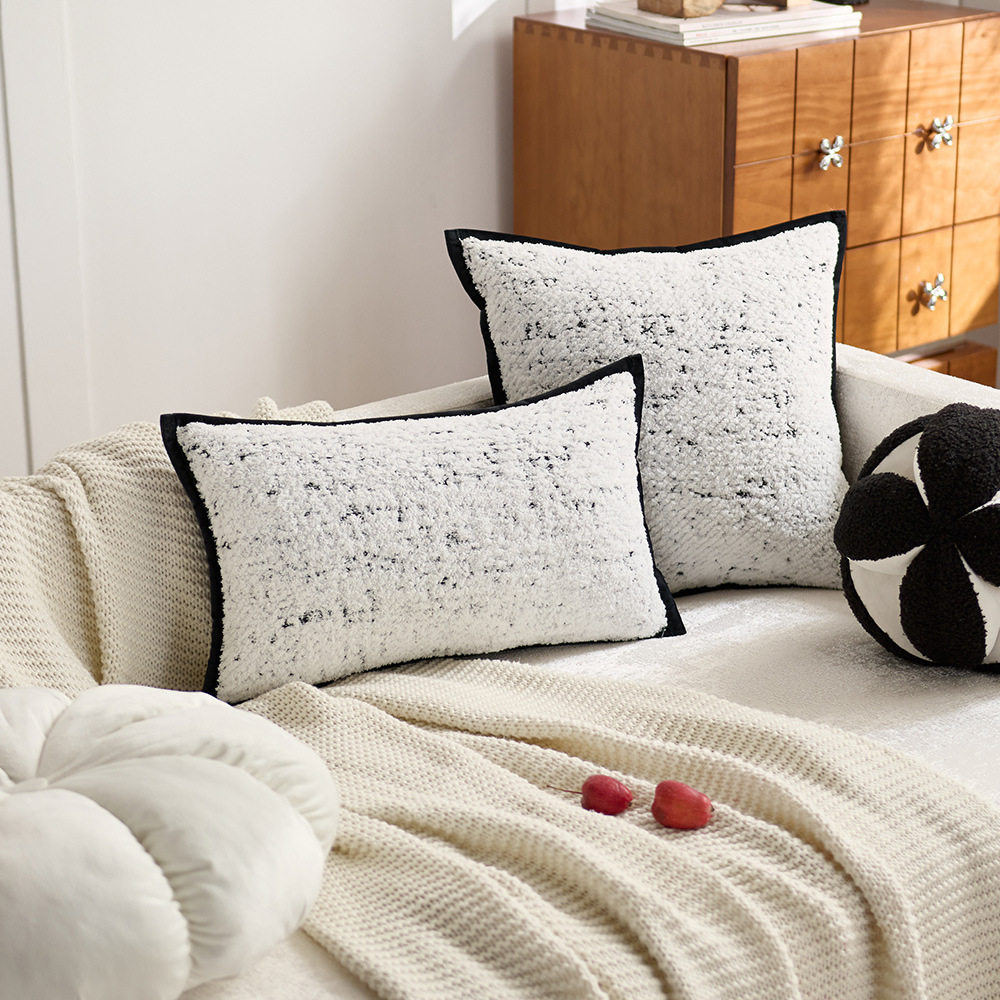 法式奶油风抱枕轻奢高级感星漫提花毛绒绒软包靠垫腰枕沙发抱枕套