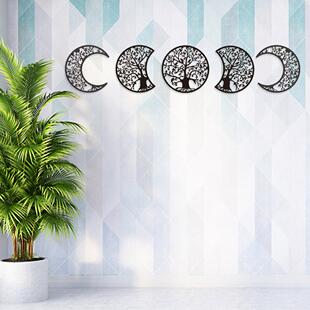 好货Moon Hangings Decor 5pcs Rustic Moon Phase Decor Wall